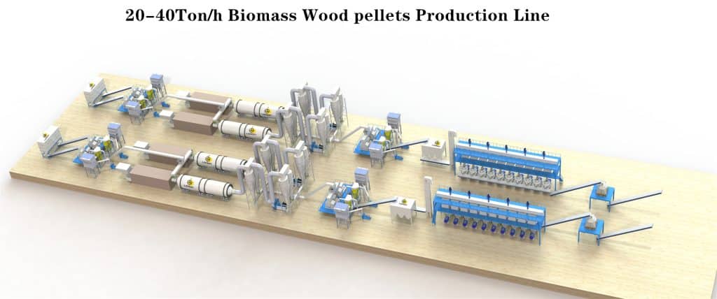 20-40 Ton/h Biomass Wood Pellets Production Line